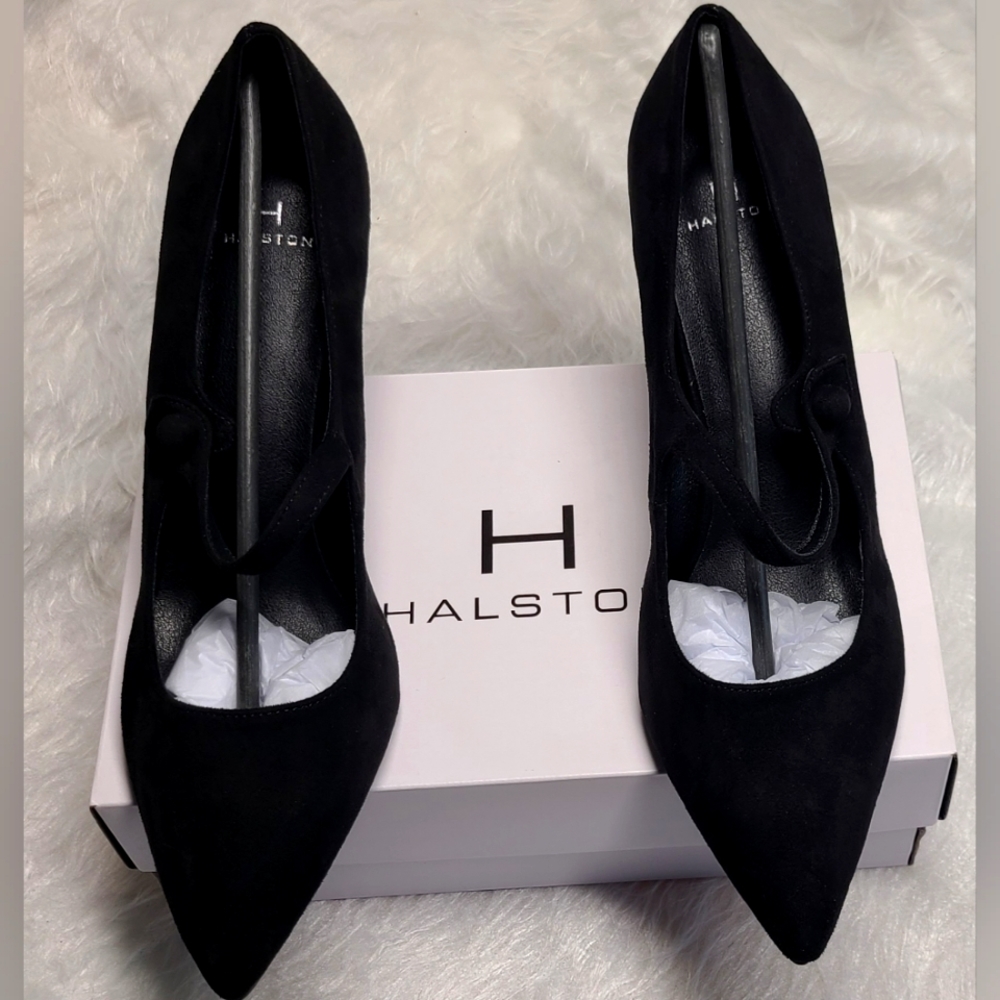 H HALSTON Faux Suede Sicily Pumps Size 11 Color Black